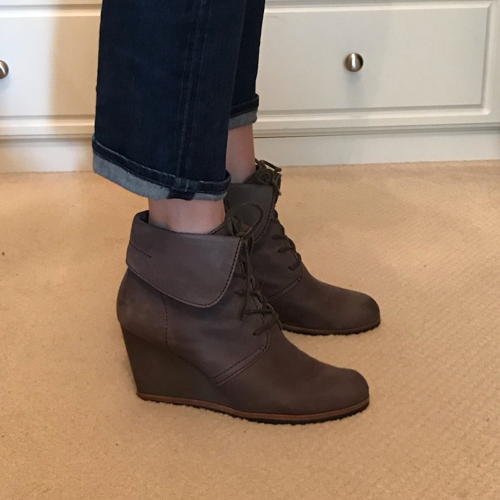 Biala purple wedge booties